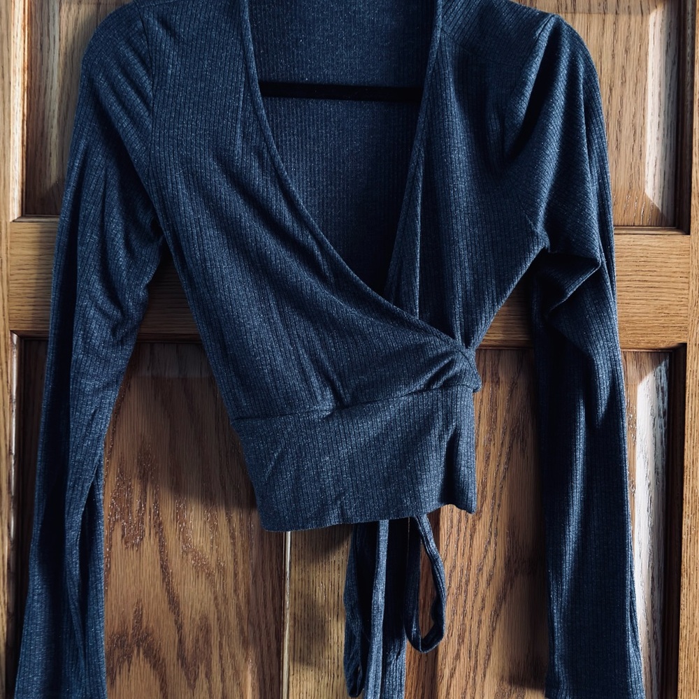 Elegant Grey Wrap Top